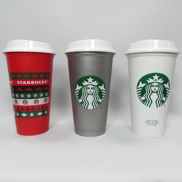 STARBUCKS Reusable Cups 3 Pack Assorted BPA Free 16 fl oz - Picture 6 of 6